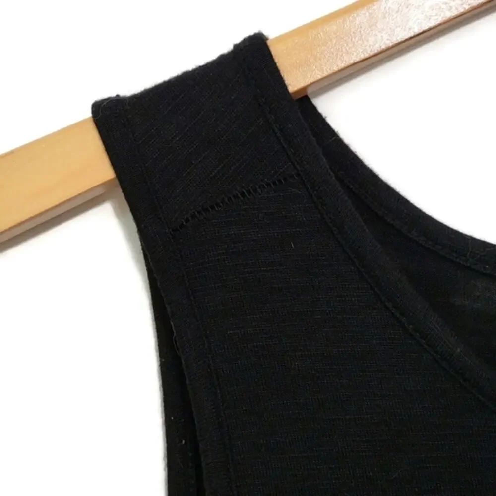 J.Crew Tiered Sleeveless Scoop Neck Tunic Top Black L Feminine